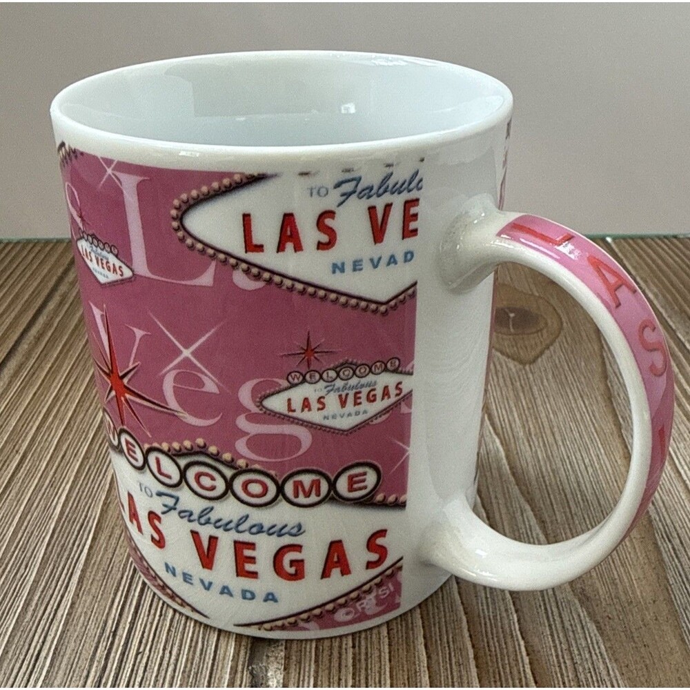 Las Vegas Pink and White Coffee Tea Mug 'Welcome to Fabulous Las Vegas Nevada